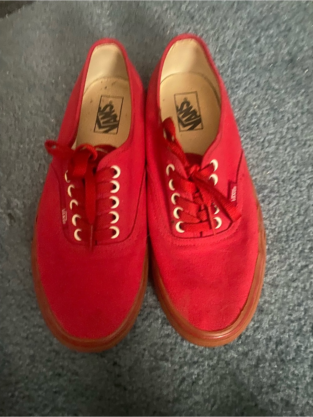 Vans Red Canvas Low-Profile Sneakers with Gum Sole